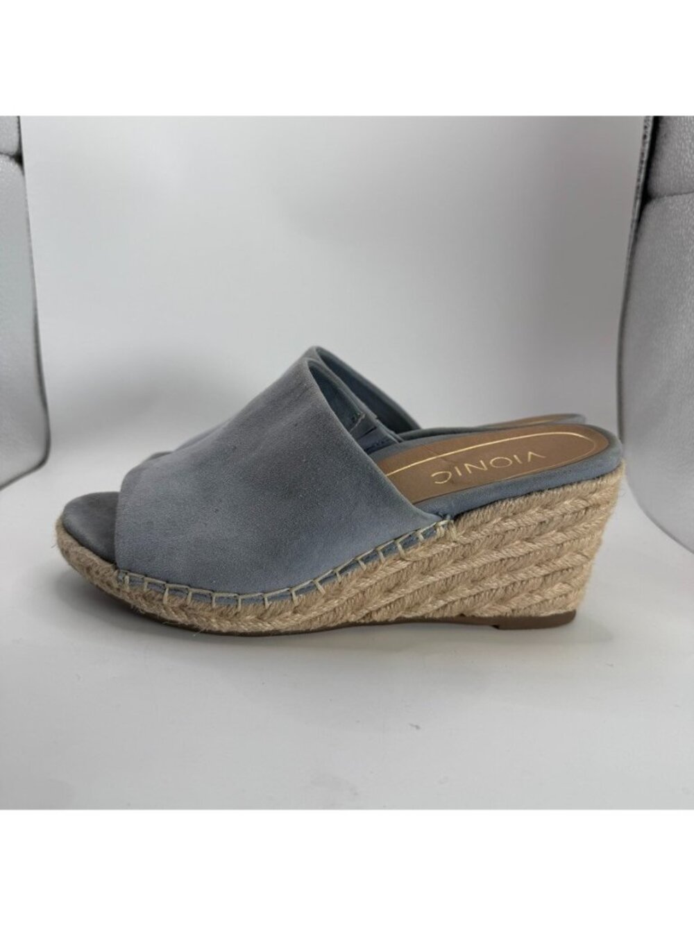 Vionic Tulum Kadyn Espadrille Wedge Slide Sandal Women Size 6 Blue Suede - Picture 4 of 8